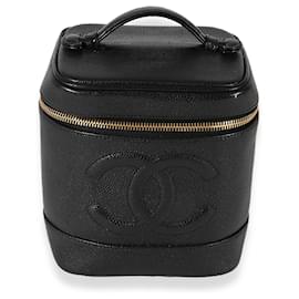 Chanel-Chanel Vintage Black Caviar Cc Vanity Case-Black