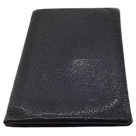 Hermès-Hermes Black Calvi Card Holder Wallet-Black