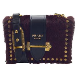 Bolsa de ombro Prada Cahier Small Colorblock Red Bezerro de Pêlo Vermelho