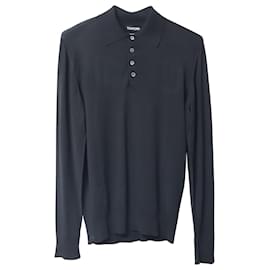 Tom Ford-Tom Ford Long-sleeved Polo Shirt in Black Laine-Black