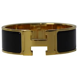 Hermès-Hermes Clic Clac Enamel Bracelet in Gold Metal-Golden