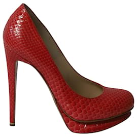 Nicholas Kirkwood-Sapatos de salto alto com plataforma de pele de cobra Nicholas Kirkwood em couro envernizado vermelho-Outro