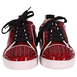 Christian Louboutin-Christian Louboutin Fun Louis Junior Spikes Sneakers in Red Patent Leather-Red