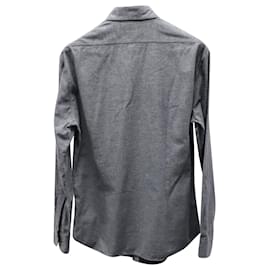 Brunello Cucinelli-Brunello Cucinelli Slim-Fit Shirt in Dark Grey Cotton-Grey