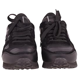 Valentino-Valentino Garavani Rockrunner Camouflage Sneakers in Black Leather-Black