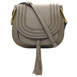 Chloé Bolsa de ombro de couro taupe trançada Chloe Hudson Cinza