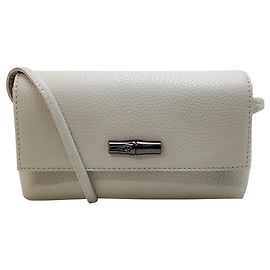 Bolsa transversal Longchamp Roseau Essential de couro marfim Branco