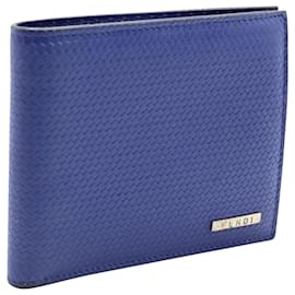 Fendi-Fendi Textured Bifold Wallet in Blue Leather-Blue