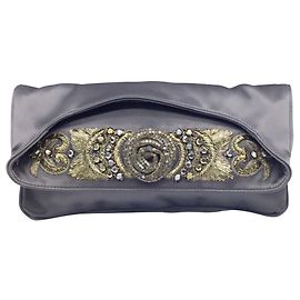 Pochette Alberta Ferretti in raso grigio metallizzato Grigio