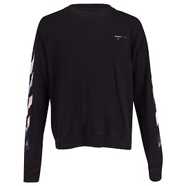 Off White Suéter Crew Diagonals Pintura Esbranquiçada em Algodão Preto Preto