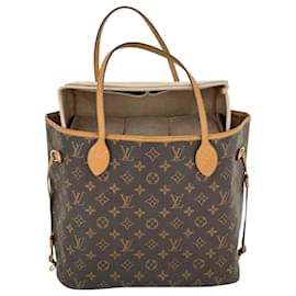 Louis Vuitton-Louis Vuitton Louis Vuitton Hand Bag Neverfull Mm Monogram Brown Tote Bag Added Insert A913 -Brown
