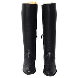 Tod's-Tod's Knee-high Riding Boots in Black Leather-Black