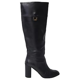 Diane Von Furstenberg-Diane Von Furstenberg Thigh Boots in Black Leather-Black