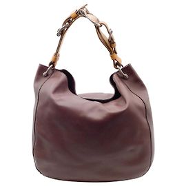 Borsa a tracolla in pelle bordeaux e marrone chiaro di Ralph Lauren Rosso