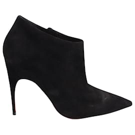Christian Louboutin-Christian Louboutin Gorgona Ankle Boots in Black Suede-Black