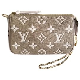 Louis Vuitton-Louis Vuitton Pochette Accessory Monogram Empreinte Leather Wristlet Bag-Flesh