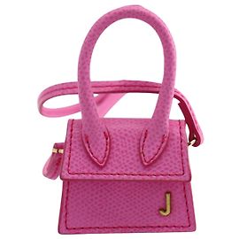 Colar Bolsa Jacquemus Le Petit Chiquito em Couro Rosa Rosa