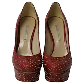 Nicholas Kirkwood-Sapatos de salto alto com plataforma com tachas Nicholas Kirkwood em couro vermelho-Vermelho