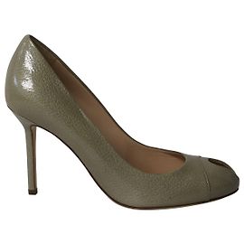 Sergio Rossi Peep-Toe Pumps mit hohem Absatz aus salbeigrünem Leder Grün