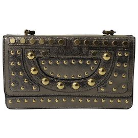 Mini Pochette Cloutée Diane Von Furstenberg en Cuir Argent Métallisé Argenté Métallisé