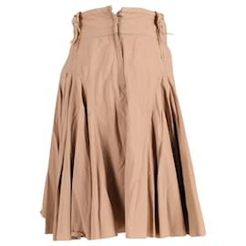 Dolce & Gabbana-Dolce & Gabbana Pleated Mini Skirt in Beige Cotton-Beige