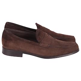 Tod's-Tod's Mocassino Gomma Ebano Loafers in Brown Suede-Brown
