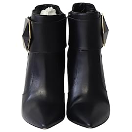 Nicholas Kirkwood-Nicholas Kirkwood Hexagon Ankle Boots aus schwarzem Leder-Schwarz