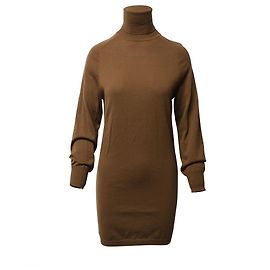 Sandro Paris Rollkragen-Strickkleid aus brauner Wolle Braun