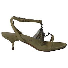 Missoni Ankle Strap Kitten Heel Sandals in Light Green Suede  Green