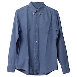 Tom Ford-Tom Ford Button-Down Chambray Shirt in Blue Linen-Blue