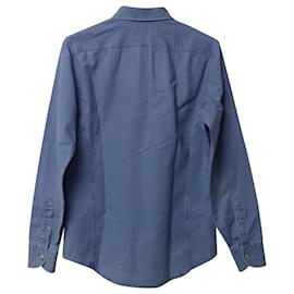 Tom Ford-Tom Ford Button-Down Chambray Shirt in Blue Linen-Blue