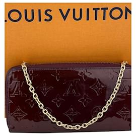 Louis Vuitton-Louis Vuitton Wallet Zippy Vernis Monogram Amarante Leather W/added Chain A982 -Purple