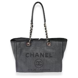 Chanel-Chanel Navy Raffia Small Deauville Tote -Blue