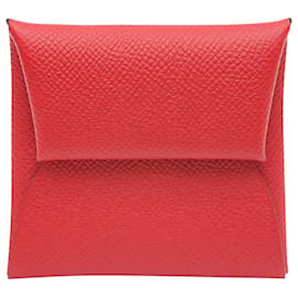 Hermès-Hermes Hermes Epsom Leather Bastia Coin Purse Pouch Rouge Casaque Nib-Red