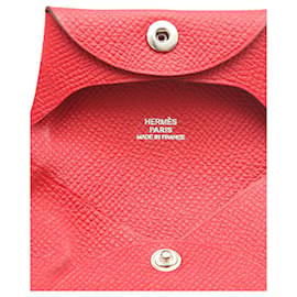 Hermès-Hermes Hermes Epsom Leather Bastia Coin Purse Pouch Rouge Casaque Nib-Red