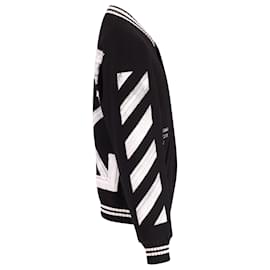Off White-Off-White Brushed Diagonal Arrows Varsity Jacket in Black and White Wool-Other
