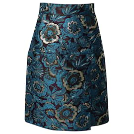 Dolce & Gabbana-Dolce & Gabbana Jacquard Pencil Skirt in Blue Polyester-Other