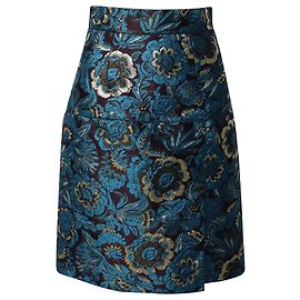 Dolce & Gabbana Jupe Crayon Jacquard en Polyester Bleu Autre