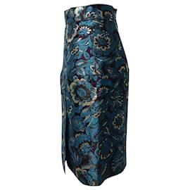 Dolce & Gabbana-Dolce & Gabbana Jacquard-Bleistiftrock aus blauem Polyester-Andere