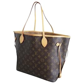 Louis Vuitton-Louis Vuitton Neverfull Mm Brown Monogram Canvas Tote Shoulder Bag -Brown
