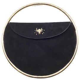 Pochette en cuir suédé noir / doré Charlotte Olympia This-is-not-a-bag Noir