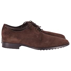Tod's-Tod's Derby Loafers in Brown Suede-Brown