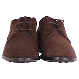 Tod's-Tod's Derby Loafers in Brown Suede-Brown
