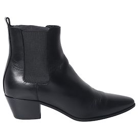 Saint Laurent Rock Chelsea Ankle Boots in Black Leather Black