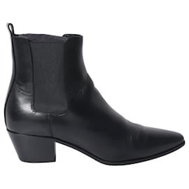 Saint Laurent-Saint Laurent Rock Chelsea Ankle Boots in Black Leather-Black
