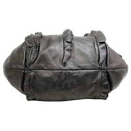 Prada-Prada Ruffle Black Leather Shoulder Bag-Black