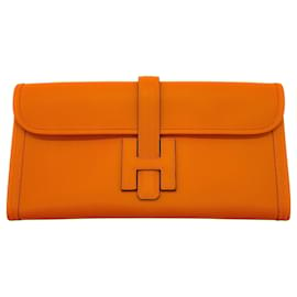 Hermès-Hermes Jige 29 Orange Leather Clutch-Orange