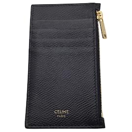 Céline-Celine Black Small Zipped Leather Compact Card Wallet-Black
