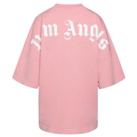 Camiseta de cuello redondo Palm Angels con logotipo OVERSIZE estampado Rosa