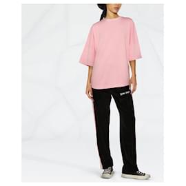 Palm Angels-Palm Angels T-shirt girocollo con stampa logo OVERSIZE-Rosa